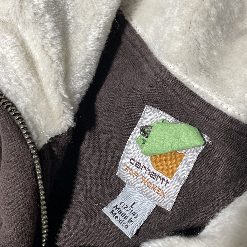 Carhartt Women's WK111 Sherpa Lined Collar Full Zip Jacket Brown SZ Large VTG - Picture 4 of 12